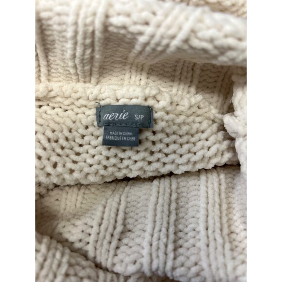 Aerie Womens Slouchy Oversized Boxy Cream Knit Turtleneck Comfy Sweater Size S - Picture 5 of 10